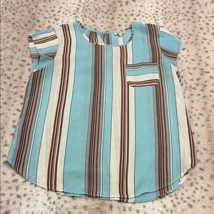 Lily White Blue and Brown Striped Blouse